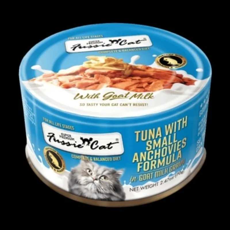 Fussie Cat 極品吞拿魚 + 小鯷魚山羊奶湯汁主食罐 70g [FUM-SLC]