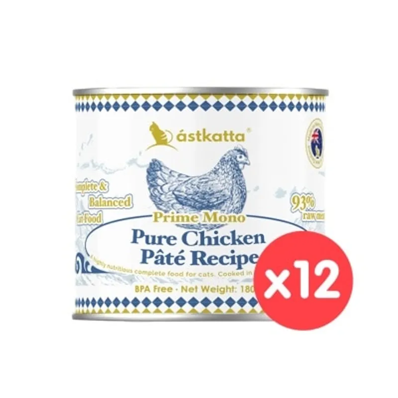 ASTKATTA [12罐裝] 純溯系列 純淨天然肉醬罐 純雞肉 (180g x12) 貓主食罐頭 361574