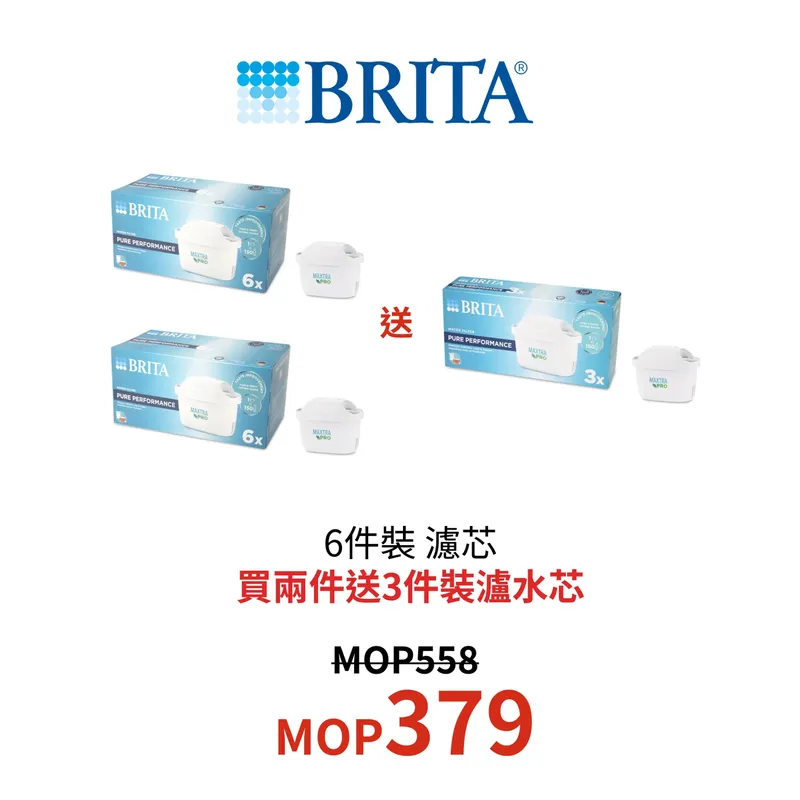 BRITA 6件裝濾芯 (買兩件送3件裝濾芯)