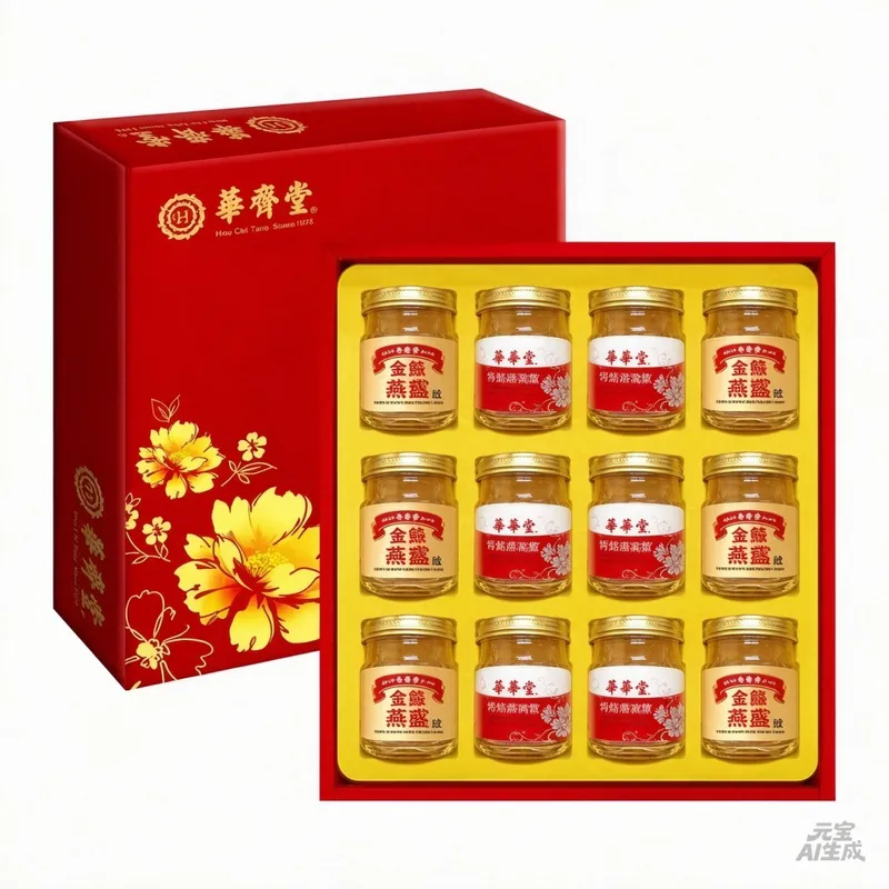 台湾华齐堂金丝燕窝+雪蛤燕窝礼盒75毫升*12