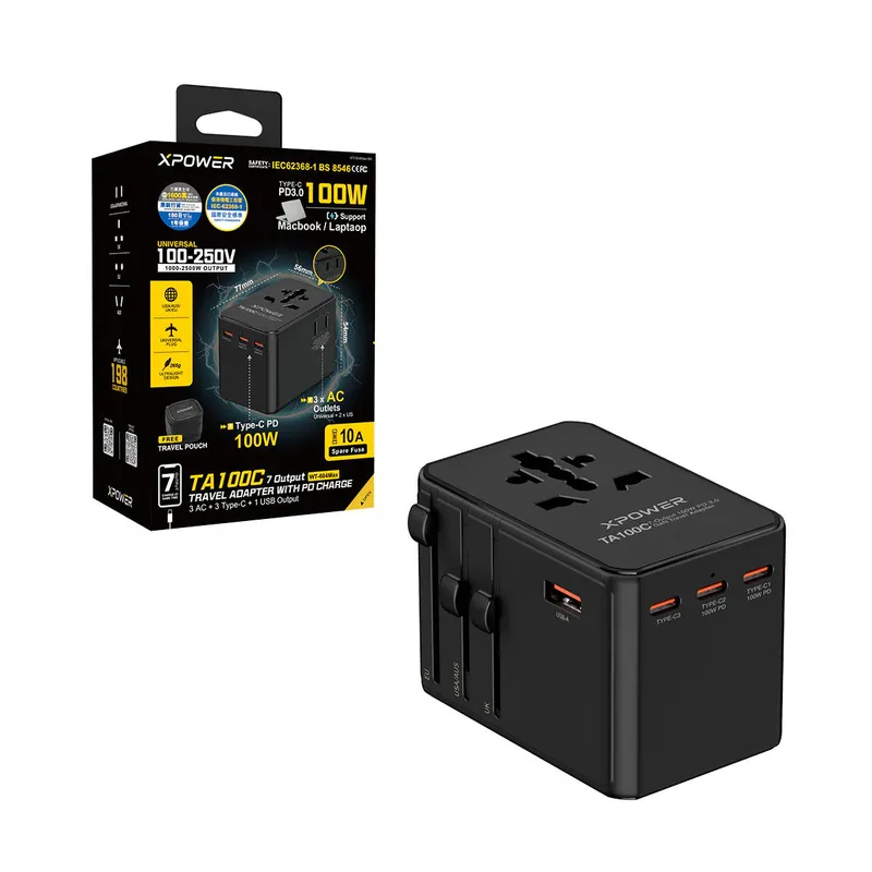 XPOWER TA100C 7輸出 PD 100W Gan旅行充電器