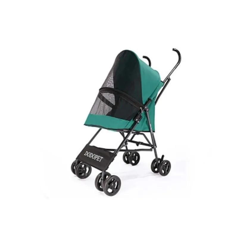 Dodopet 輕盈四輪摺疊小型狗手推車(綠色)（寵物承重：10kg）