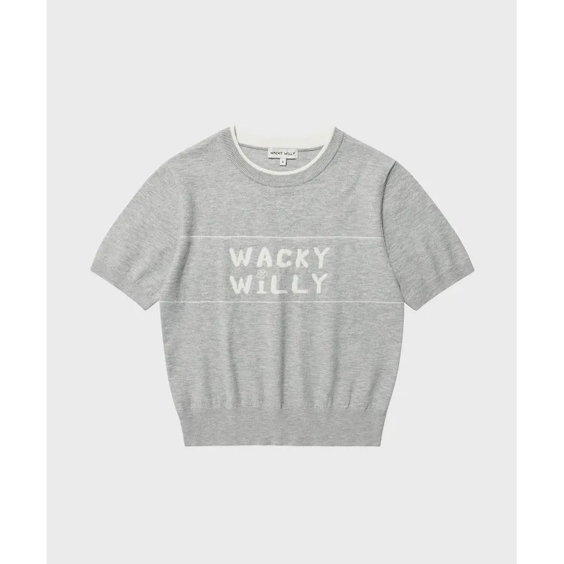 WACKY WILLY 女士印花撞色短袖針織衫