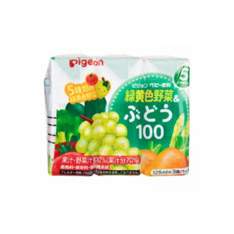 Pigeon貝親5種綠黃色蔬果飲料(蘋果/提子汁)125ml X 3包裝 16排裝