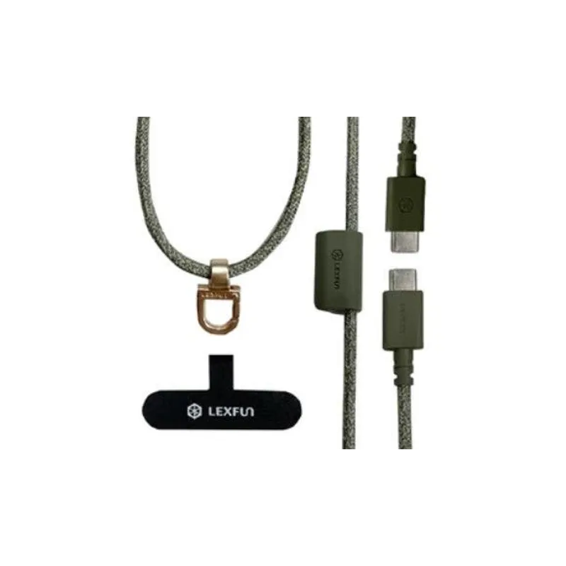 (陳列品) LEXFUN 可調式充電線手機背帶 POWERSLING/USB-CTOUSB-C/GR