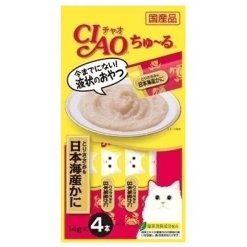 INABA CIAO 雞肉+蟹肉醬 肉泥餐包 (14g x 4)貓小食 4SC-76
