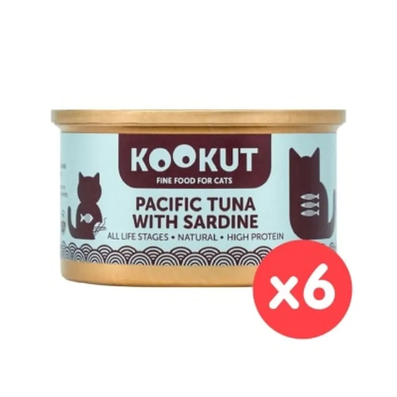 KOOKUT [6罐裝] 太平洋吞拿魚沙甸魚 (70g x6) 貓罐頭 008297