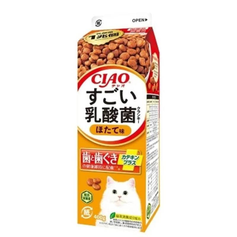 INABA CIAO - 乳酸菌貓糧 牛奶盒扇貝味潔齒貓糧 400g (P-283)