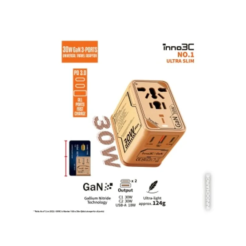 inno3C 創品 i-30WC 30W GaN 3輸出 AC旅行轉換插頭