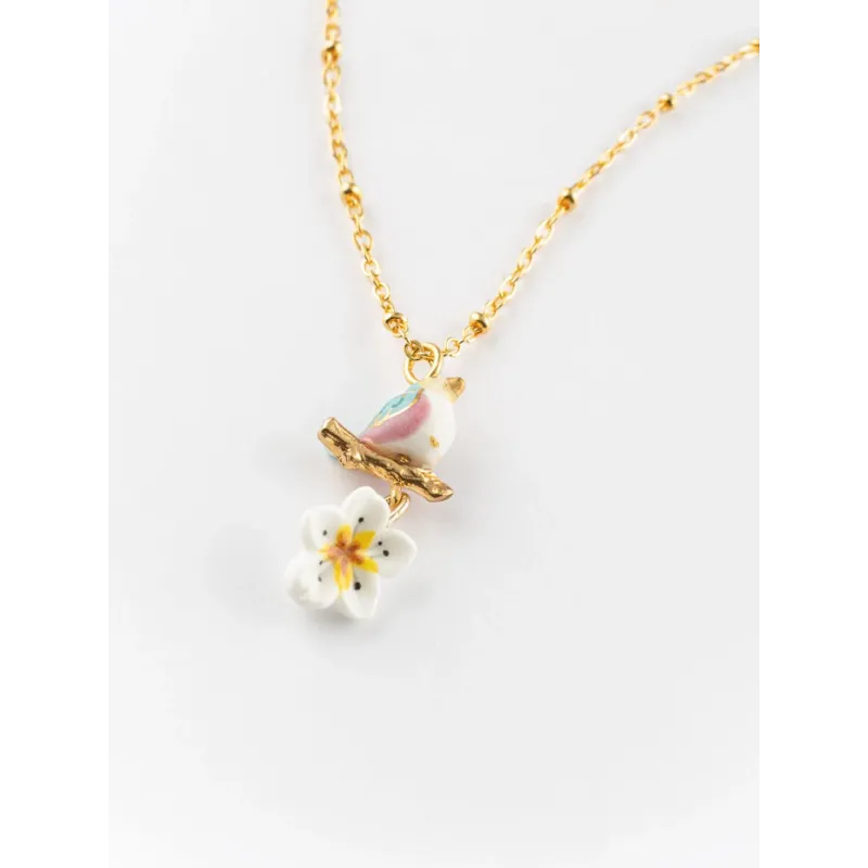 Bird On A Branch & Flower Necklace