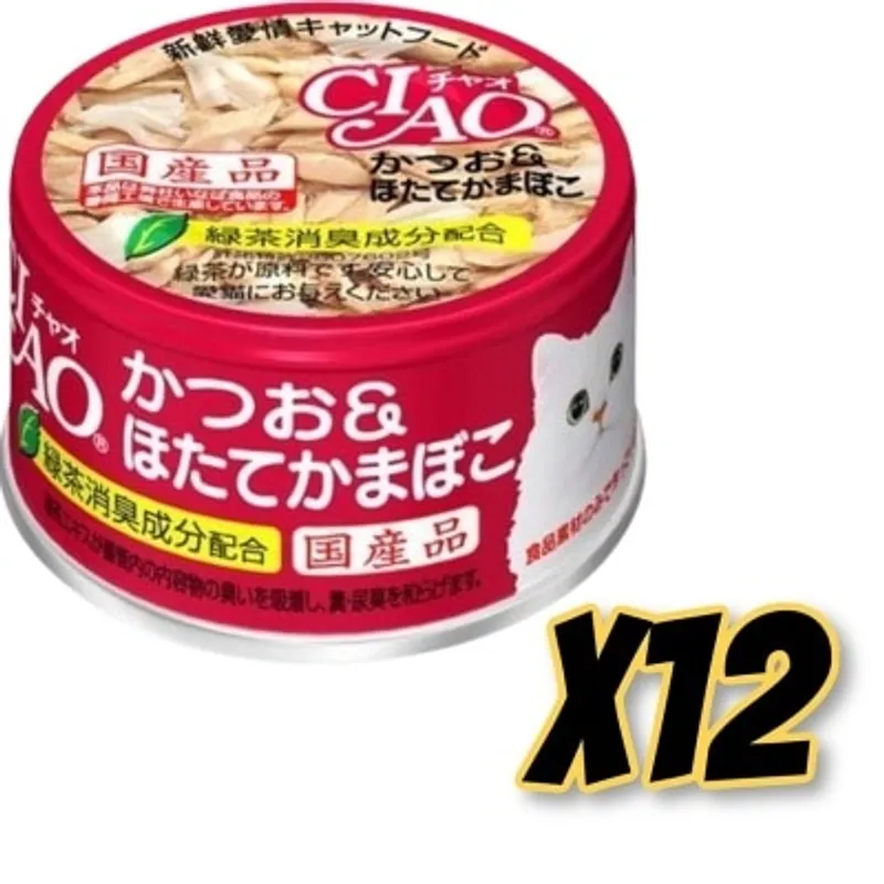 INABA CIAO - 白肉鰹魚 瑤柱 (85gx12)貓罐頭 A-13x12