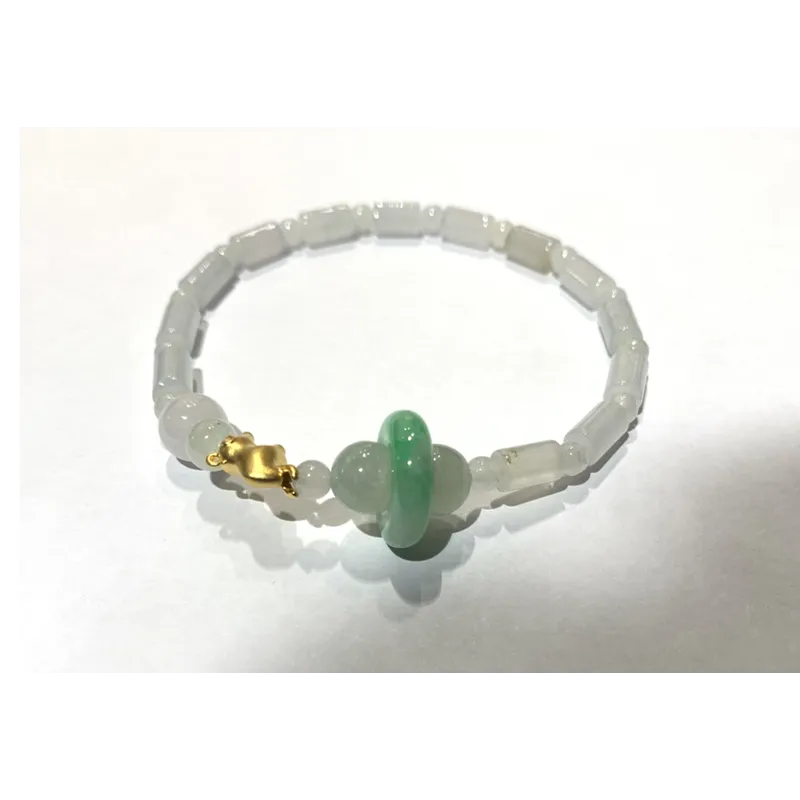 18K黃金牛轉乾坤A玉手串 1顆鑽石-0.01卡