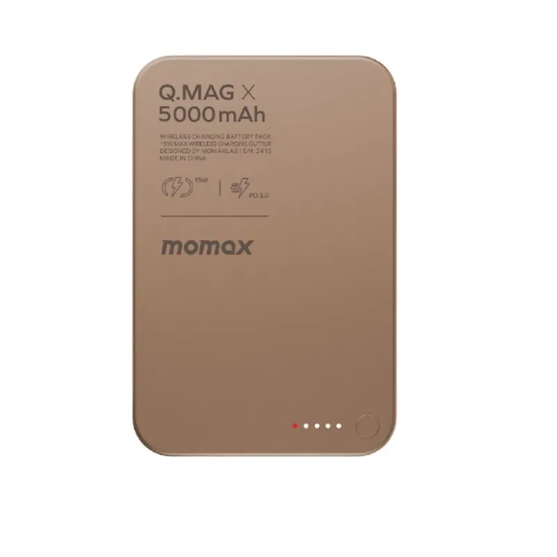 MOMAX Q.Mag X 超薄磁吸無線充電電源 5000mAh 金
