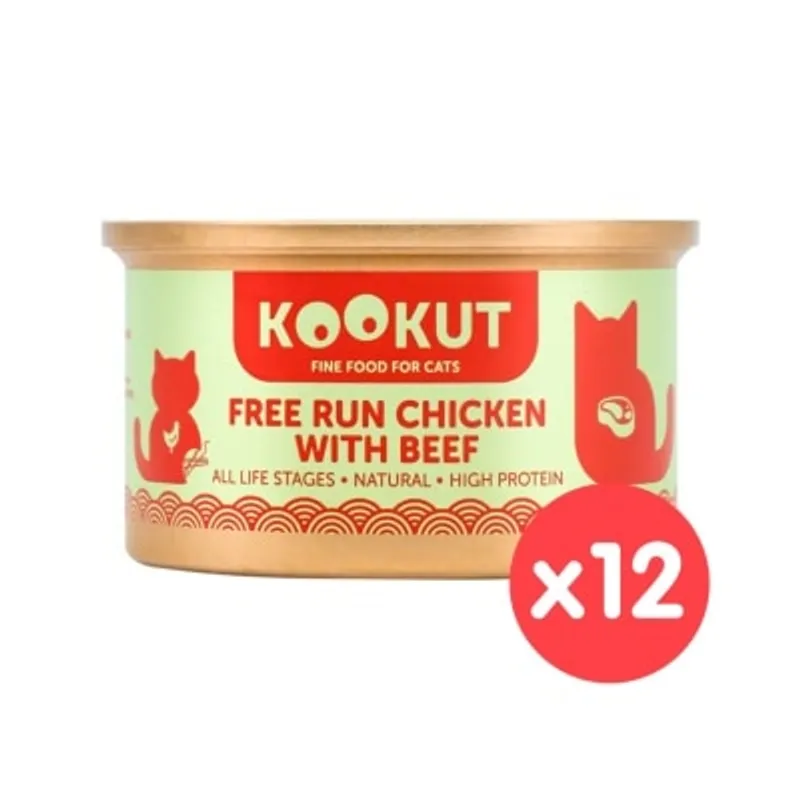 KOOKUT [12罐裝] 放養雞牛肉 (70g x12) 貓罐頭 002832