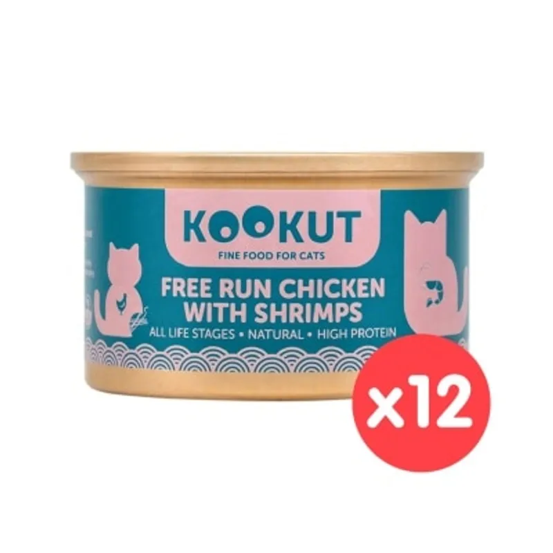 KOOKUT [12罐裝] 放養雞鮮蝦 (70g x12) 貓罐頭 008310