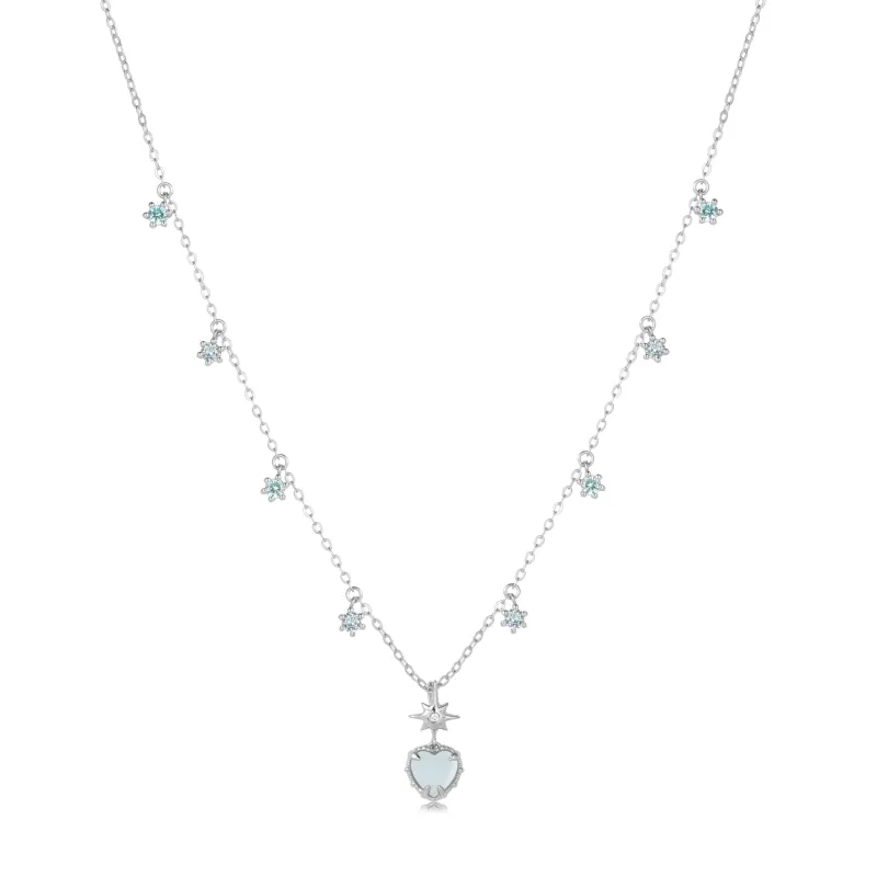 Aqua Twinkle Silver Necklace - AQUAMARINE