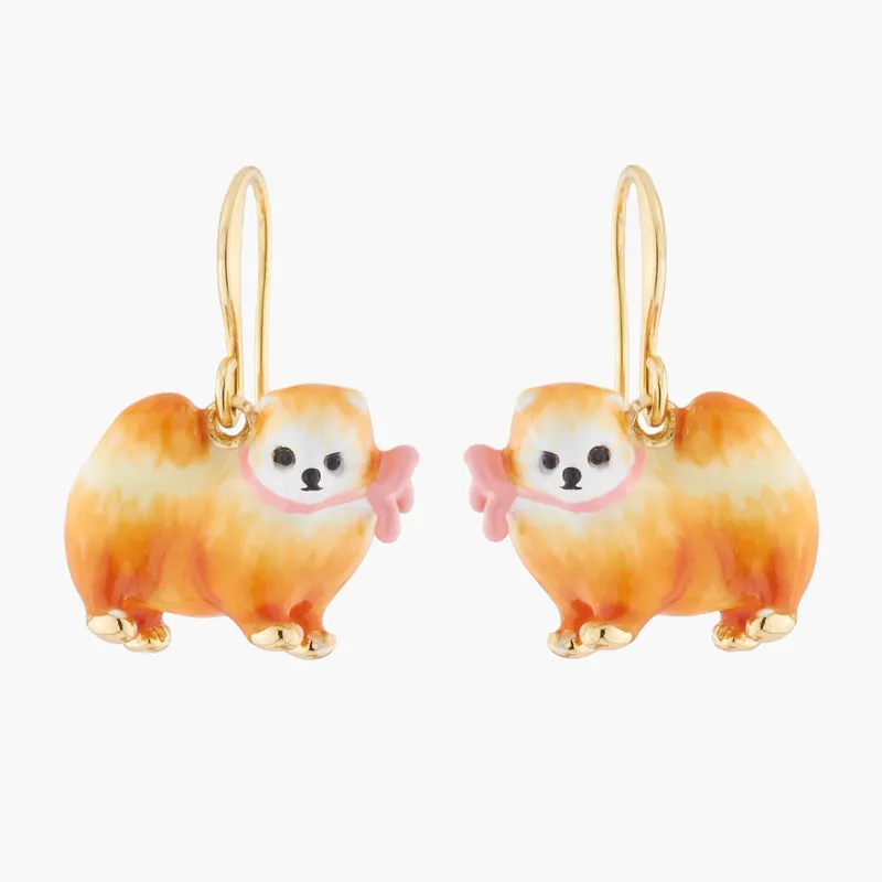 Les Nereides 棕色博美犬耳掛耳環