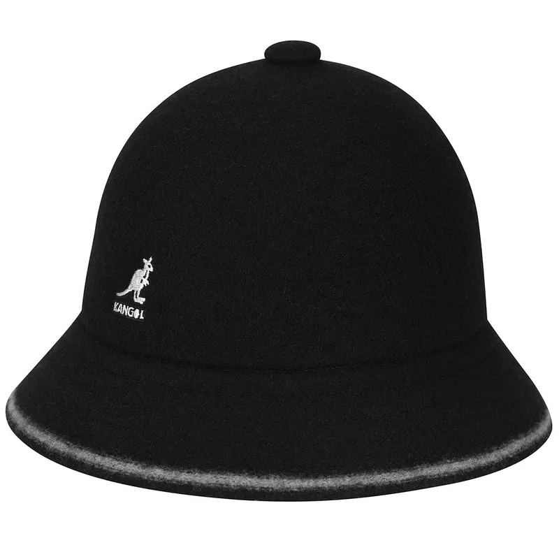 KANGOL 袋鼠logo羊毛水桶帽-黑色