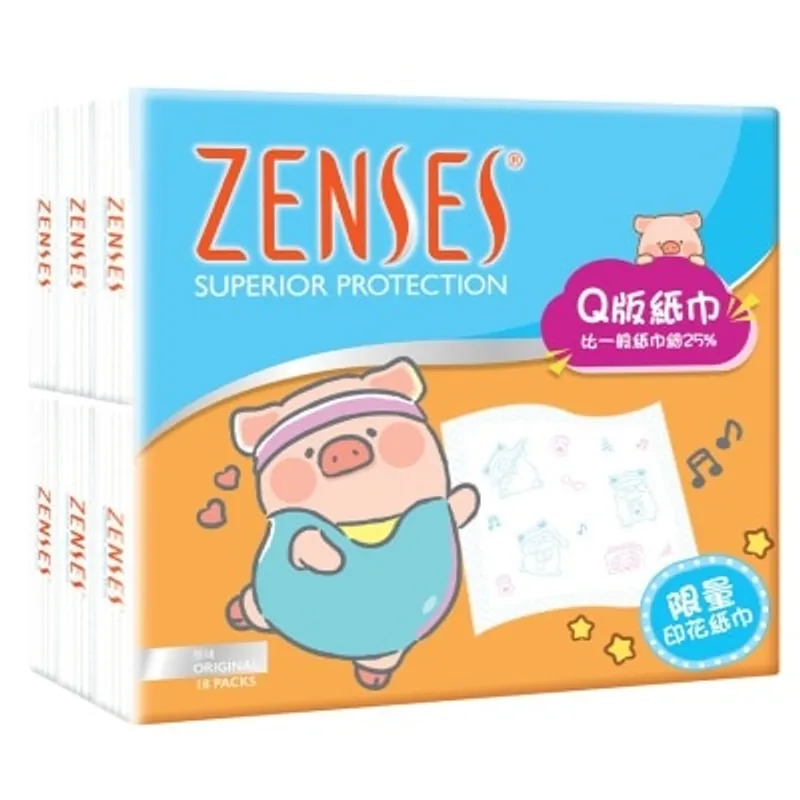 倩絲 親膚4層Q版紙手巾18包裝 (罐頭豬LuLu)