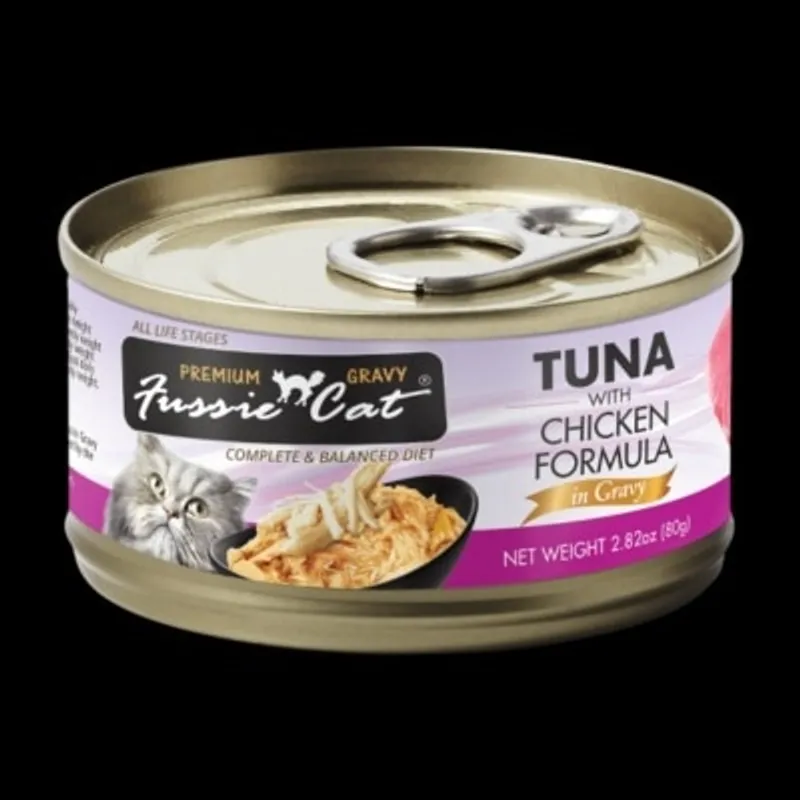 Fussie Cat Tuna with Chicken 極品吞拿魚 + 雞肉肉汁主食罐 80g [FUG-YLC]