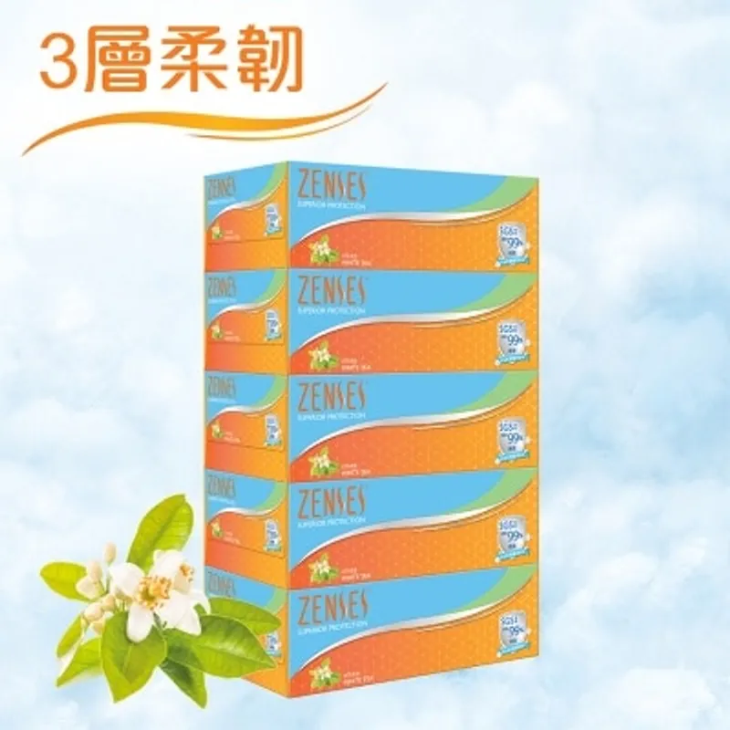倩絲 親膚3層盒裝面紙 (白茶清香)[5盒]