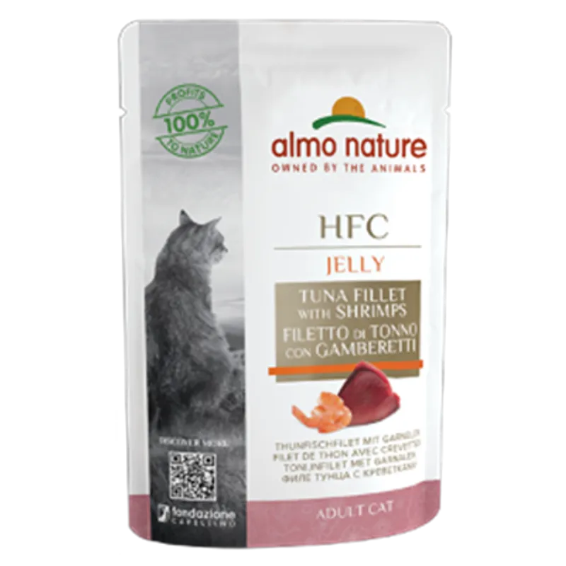 ALMO NATURE HFC 吞拿魚,鮮蝦上湯啫喱 成貓濕糧(55g) almo nature