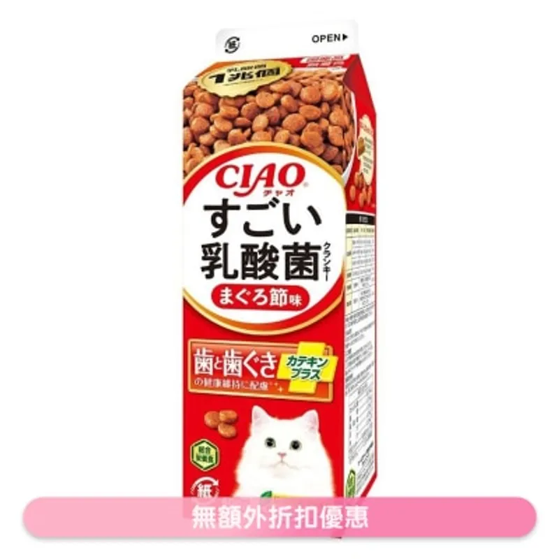 INABA CIAO-勁量乳酸菌牛奶盒裝潔齒貓糧系列-吞拿魚味 400g (P-281)