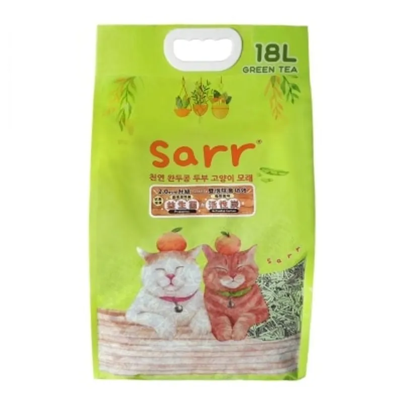 SARR 韓國天然豌豆豆腐貓砂 益生菌+活性炭 綠茶味 2.0mm (18L)