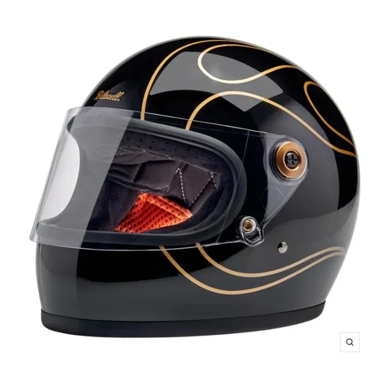 BILTWELL GRINGO S ECE 22.06 GLOSS BLACK FLAMES FULL FACE HELMET [1003-567]