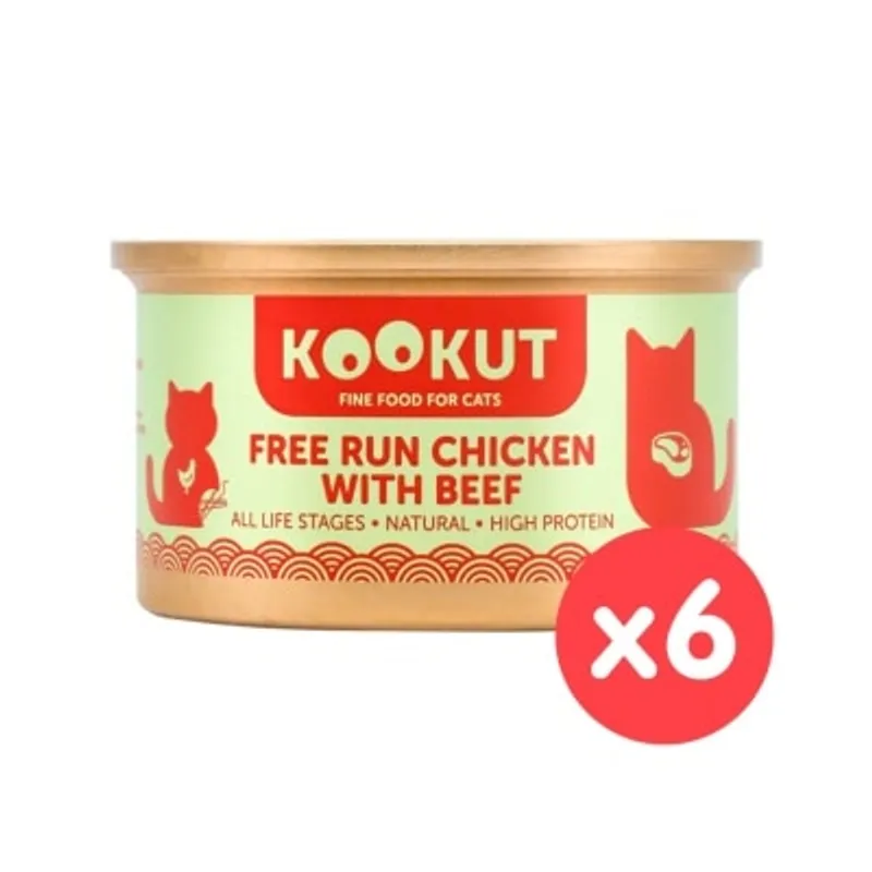 KOOKUT [6罐裝] 放養雞牛肉 (70g x6) 貓罐頭 002832