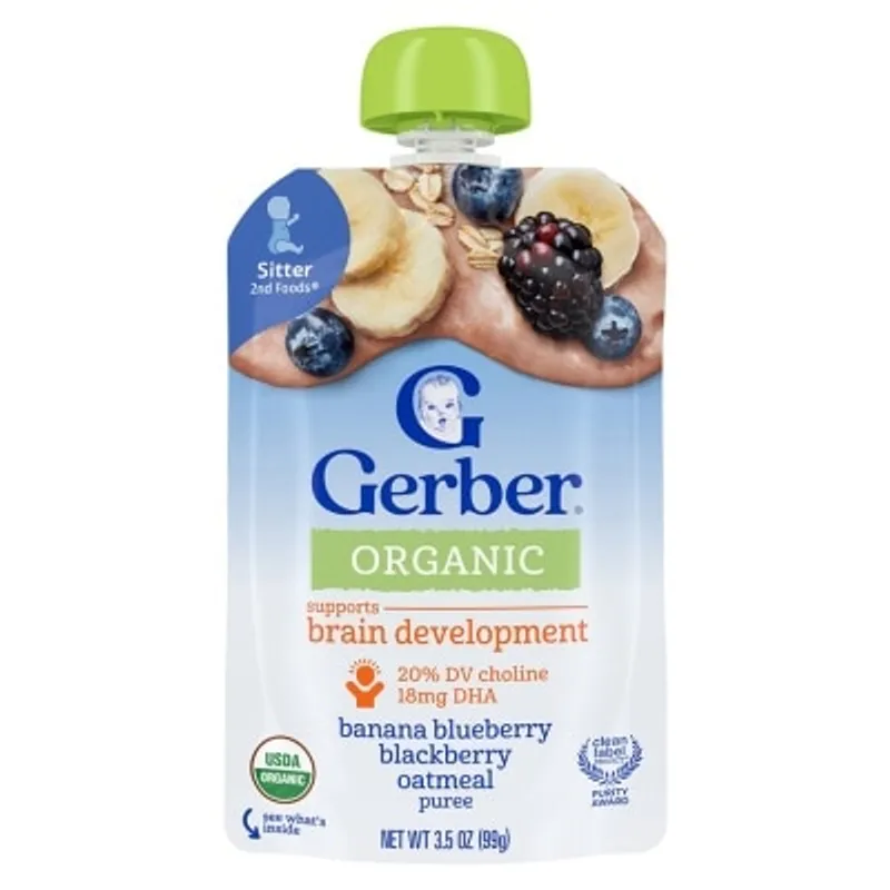 Gerber 嘉寶有機香蕉藍莓黑莓燕麥蓉99g