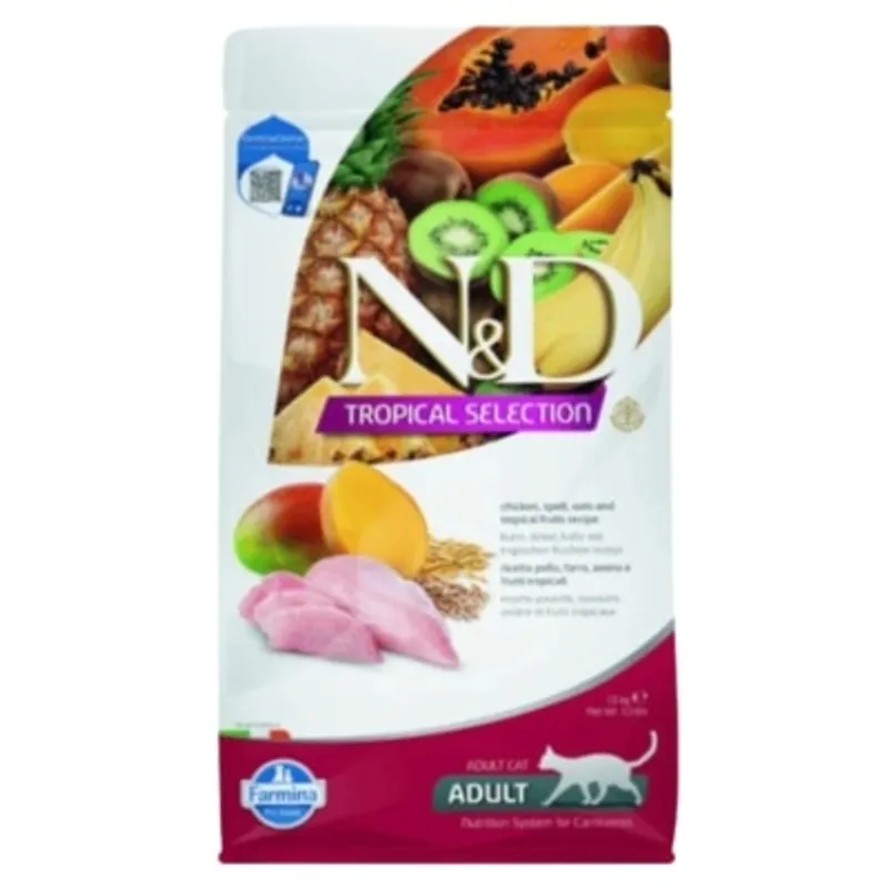 Farmina N&D Tropical Selection Formula Chicken Adult雞肉、斯佩耳特小麥、燕麥和熱帶水果貓乾糧