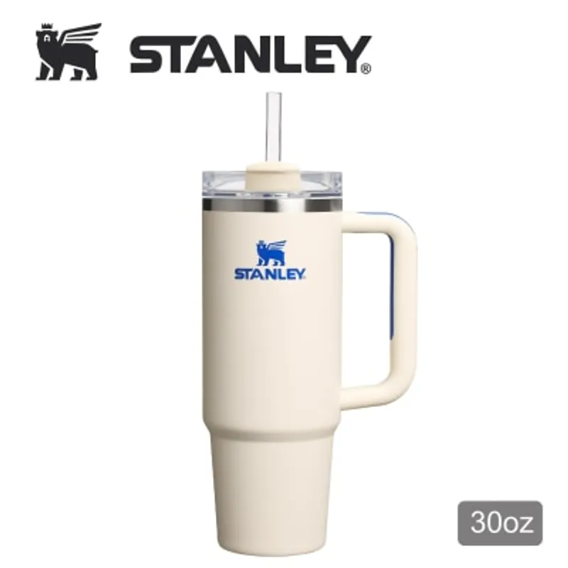 Stanley 30oz 冒險系列真空保溫吸管隨手杯 - CREAM ROYAL GLOSS 真空保溫瓶