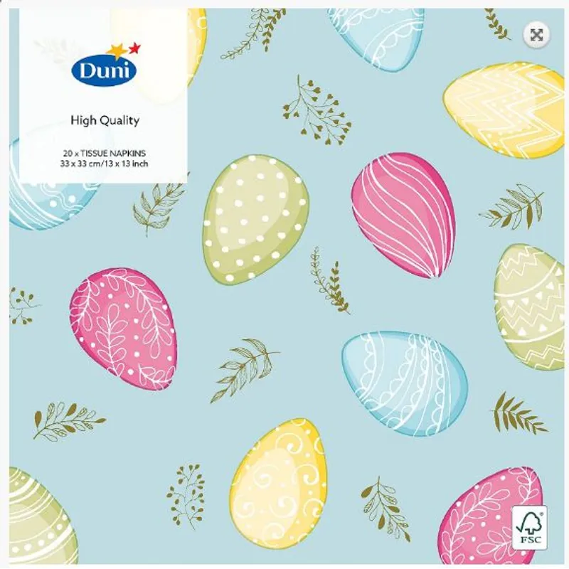 NAPKINS 3-PLY 33X33CM PASTEL EGGS