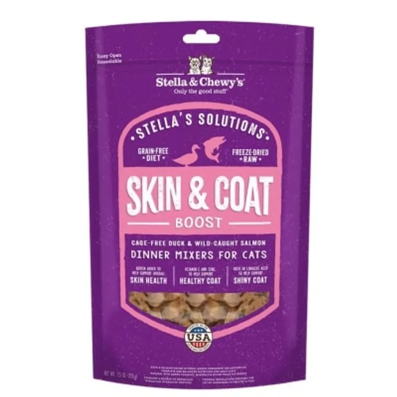 Stella & Chewy's Skin & Coat Boost 凍乾生肉貓糧 功能配方 有助皮毛健康 放養鴨及野生捕撈三文魚配方 7.5oz (紫袋) [SC127]
