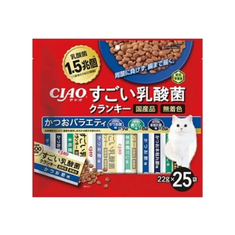INABA CIAO-<勁量乳酸菌夾心乾糧> 鰹魚 PARTY (22g x25) P-262 貓乾糧