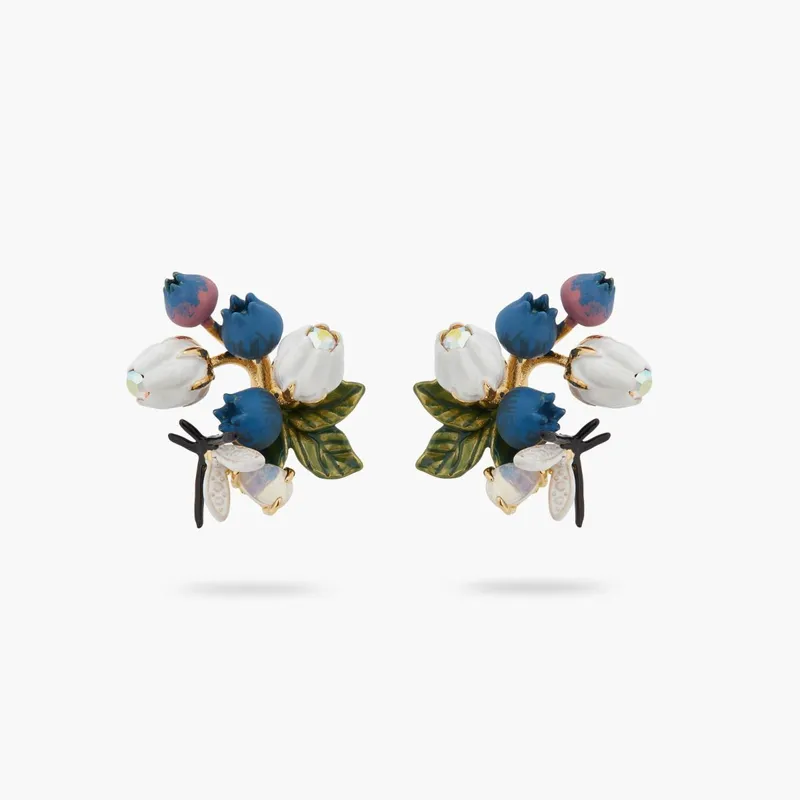 LES NEREIDES 藍莓、白花和螢火蟲耳環