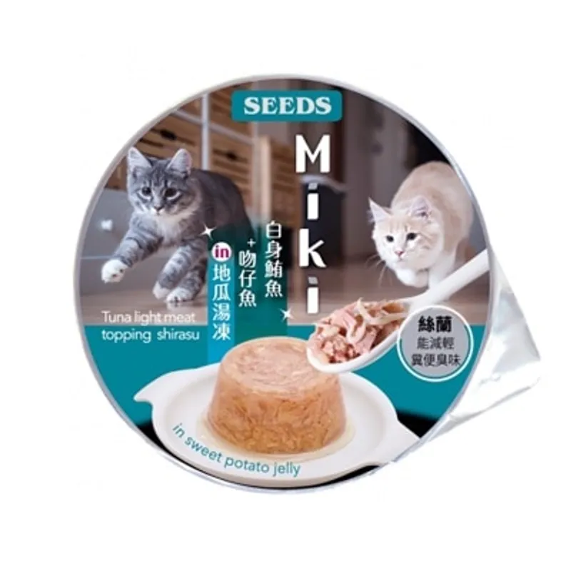 種子 Miki特級機能愛貓餐杯-⽩身鮪⿂+吻仔⿂ in 地⽠湯凍(80g) 829300
